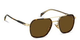 Shop DAVID BECKHAM Talisman Square Sunglasses in Havana Gold online.