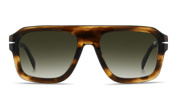 DAVID BECKHAM Flat Top Square Sunglasses in Brown Horn – Product Photo 1