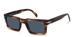Shop DAVID BECKHAM Talisman Rectangle Sunglasses in Brown Horn online.