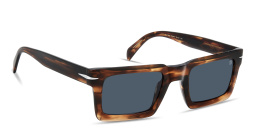 Shop DAVID BECKHAM Talisman Rectangle Sunglasses in Brown Horn online.