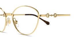 Shop GUCCI Horsebit Cat-Eye Eyeglasses in Gold online.