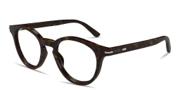 Shop GUCCI Logo Signature Round Eyeglasses in Havana online.