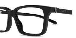 Shop GUCCI Web Rectangle Eyeglasses in Black online.