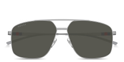 Shop GUCCI Web Pilot Sunglasses in Silver online.