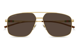 Shop GUCCI Web Pilot Sunglasses in Gold online.