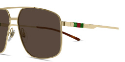 Shop GUCCI Web Pilot Sunglasses in Gold online.
