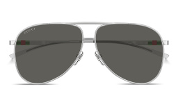 Shop GUCCI Web Pilot Sunglasses in Silver online.