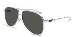 Shop GUCCI Web Pilot Sunglasses in Silver online.