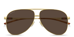 Shop GUCCI Web Pilot Sunglasses in Gold online.