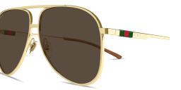 Shop GUCCI Web Pilot Sunglasses in Gold online.