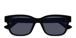 Shop GUCCI Logo Signature Rectangle Sunglasses in Black online.