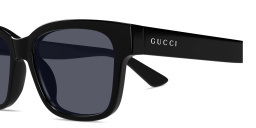 Shop GUCCI Logo Signature Rectangle Sunglasses in Black online.