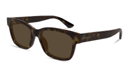 Shop GUCCI Logo Signature Rectangle Sunglasses in Havana online.