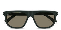 Shop GUCCI Logo Signature Square Sunglasses in Green online.