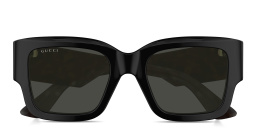 Shop GUCCI Oblique Square Sunglasses in Black online.