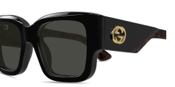 Shop GUCCI Oblique Square Sunglasses in Black online.