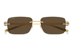 Shop GUCCI Horsebit Rimless Rectangle Sunglasses in Silver online.