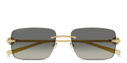 Shop GUCCI Horsebit Rimless Rectangle Sunglasses in Gold online.