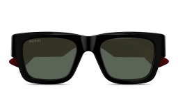Shop GUCCI Oblique Square Sunglasses in Black online.