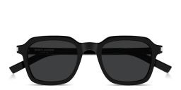 نظارات شمسية مربّعة للجنسين بالشعار المطبوع من سان لوران بلون أسود - صورة المنتج 1