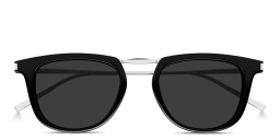 Shop SAINT LAURENT Logo-Engraved Unisex Square Sunglasses in Black online.