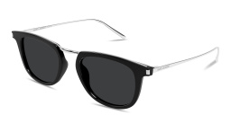 Shop SAINT LAURENT Logo-Engraved Unisex Square Sunglasses in Black online.