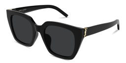 Shop SAINT LAURENT Monogram Hinge Cat-Eye Sunglasses in Black online.