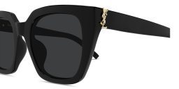 Shop SAINT LAURENT Monogram Hinge Cat-Eye Sunglasses in Black online.