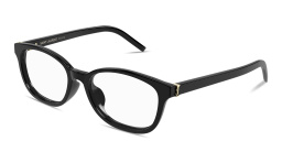 Shop SAINT LAURENT Monogram Hinge Square Eyeglasses in Black online.