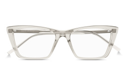 Shop SAINT LAURENT SL 737 Mica Thin Opt Rectangle Eyeglasses in Beige online.