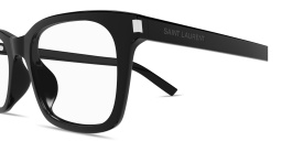 Shop SAINT LAURENT Logo Signature Square Eyeglasses in Black online.