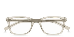 Shop SAINT LAURENT Logo Signature Square Eyeglasses in Beige online.