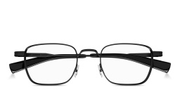 Shop SAINT LAURENT Engraved Logo Square Eyeglasses in Black online.
