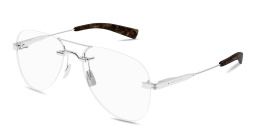 Shop SAINT LAURENT Engraved Logo Unisex Rimless Wide Pilot Eyeglasses in Silver online.