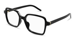 Shop SAINT LAURENT Monogram Hinge Oversized Square Eyeglasses in Black online.