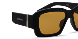 Shop JACQUEMUS Croisiere Rectangle Sunglasses in Black online.