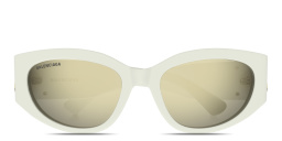 Shop BALENCIAGA BB Logo Oval Sunglasses in Ivory online.