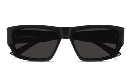 BALENCIAGA Logo Print Rectangle Sunglasses in Black – Product Photo 1