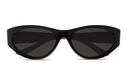 Shop BALENCIAGA Logo Print Oval Sunglasses in Black online.