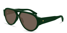 Shop BOTTEGA VENETA Bold Triangle Stud Pilot Sunglasses in Green online.