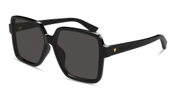 Shop BOTTEGA VENETA Triangle Stud Oversized Square Sunglasses in Black online.