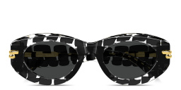 Shop BOTTEGA VENETA Bold Ribbon Oval Sunglasses in Black online.