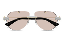 Shop BOTTEGA VENETA Engraved Logo Unisex Rimless Pilot Sunglasses in Silver online.
