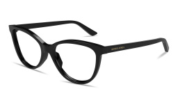 Shop BOTTEGA VENETA Script Logo Cat-Eye Eyeglasses in Black online.