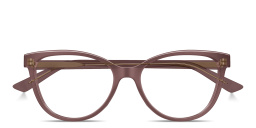 Shop BOTTEGA VENETA Script Logo Cat-Eye Eyeglasses in Burgundy online.