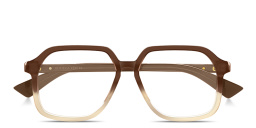 Shop BOTTEGA VENETA Slim Ribbon Unisex Wide Square Eyeglasses in Brown online.