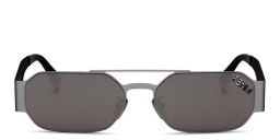 Shop FENDI Fendi Cut Out Silver Oval Sunglasses in Silver online.