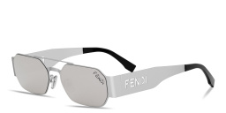 Shop FENDI Fendi Cut Out Silver Oval Sunglasses in Silver online.