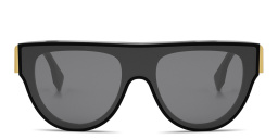 Shop FENDI Fendi First Acetate Black Irregular Sunglasses in Black online.