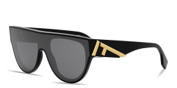 Shop FENDI Fendi First Acetate Black Irregular Sunglasses in Black online.